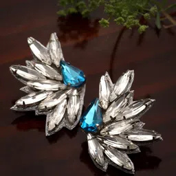 Moedbuille Silver-Plated Crystals Studded Contemporary Studs-image-97