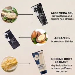 Qraa Men Set Of 3 Face & Beard Wash, Hair Styling Gel 100 ml Each & Beard Oil 30 ml image 2