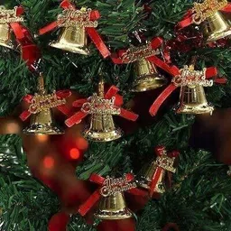 New_Set of 24 Christmas Tree Decoration Mini Golden Bells OrnamentsT35 Garlands Pack of 1-image-1