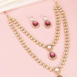 Peora Gold-Plated Kundan-Studded 2 Layered Jewellery Set-picture-29