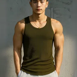 ROCKWELL Pack Of 2 Ribbed Cotton Breathable Innerwear Gym Vests image 4