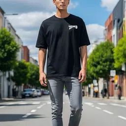 MaverIQ Men Graphic Printed Drop Shoulder Sleeve Round Neck Oversized T-shirt image 5