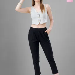 T19 Women Relaxed Straight Fit Trousers-picture-15