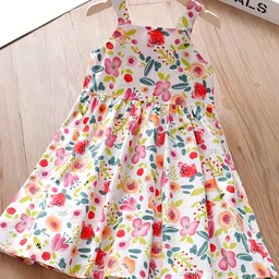YK Girls Floral Printed Square Neck Fit & Flare Dress-image-39