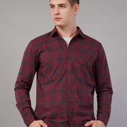 Binioz Men Classic Tartan Checks Opaque Checked Casual Shirt-picture-45
