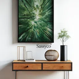 Sassyco Green & White Canvas Abstract Wall Paintings-image-23