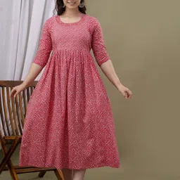 BAESD Ethnic Motifs Print Maternity Gown Midi Dress-picture-32