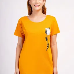 Romaisa Women Pack of 2 Graphic Printed Round Neck Cotton T-shirts-image-35