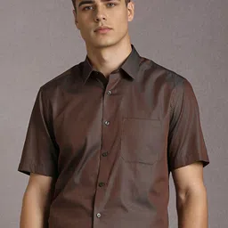 Louis Philippe Men Solid Spread Collar Pure Cotton Formal Shirt-image-86