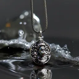Ringzinnie Unisex 925 Sterling Silver Lord Hanuman Pendant With Chain image 1