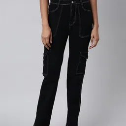 SHOWOFFFF Women Comfort Straight Fit Mid-Rise Acid Wash Stretchable Jeans-image-44