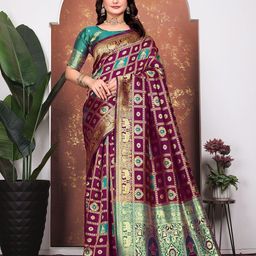 KANOODA Ethnic Motifs Woven Design Zari Banarasi Saree-picture-10