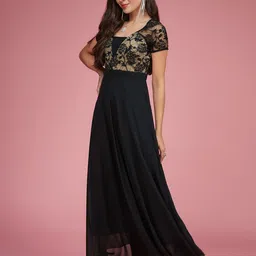 Miss Chase Self Design Georgette Maxi Dress image 4
