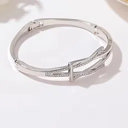 szn Elegant Silver Bangle Type Bracelet For Women with Geometric Design-picture-41