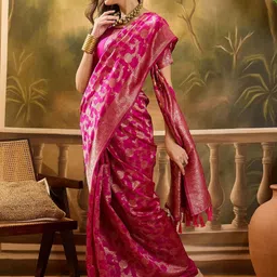 Suha Ethnic Motifs Zari Art Silk Handloom Banarasi Saree image 3