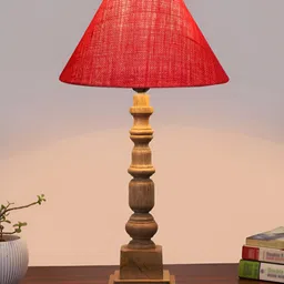 Devansh Pink Frusturical Shaped Wooden Table Lamp image 5