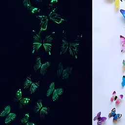 INDIAN ROYALS 12Pcs Blue & Purple Printed Waterproof 3D Butterfly Wall Stickers-image-55