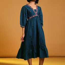 Limeroad Women Poly Silk Fit & Flare V-Neck Dress image 2