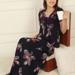 Sweet Dreams Floral Printed Round Neck Pure Cotton Maxi Nightdress-picture-20