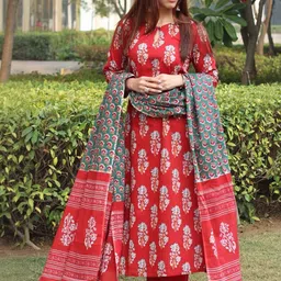 KALINI Women Ethnic Motifs Printed Regular Kurta with Trousers & With Dupatta image 3