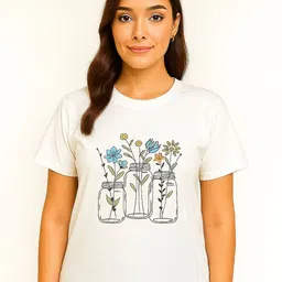 RAVINIK Women Floral Printed Round Neck Cotton T-Shirt-image-6