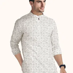 ROUGHELLS Men Quirky Print Mandarin Collar Kurta image 3