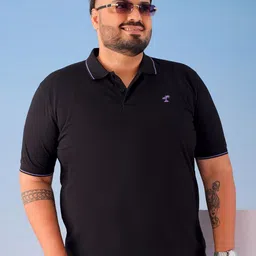 HARDSODA Men Polo Collar Applique T-shirt-image-36