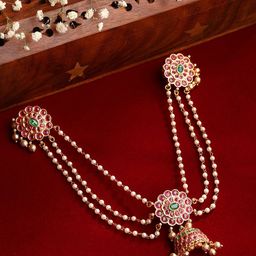 Priyaasi Women Beaded Hair Accessory Set of Gold Plated Layered Chain-picture-42
