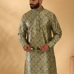 KRAFT INDIA Men Geometric Printed Kurta with Pyjama image 5