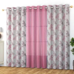 stackers 213 cm (7 ft) Tissue Transparent Door Curtain (Pack Of 3)-picture-44
