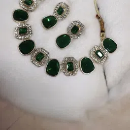 R A Enterprises Set Of 3 Gold-Plated Stone Studded Jewellery Set image 4