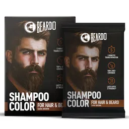 BEARDO Men Set Of 5 Shampoo Color For Hairs & Beard - Dark Brown - 20ml Each-image-30