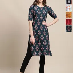 7Threads Women Pack Of 6 Ethnic Motifs Printed Daily Straight Kurtas-picture-19