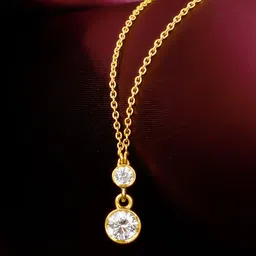 GIVA Gold Sumptuous Duet Diamond Necklace image 1