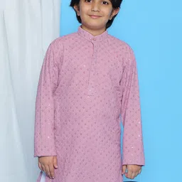 Aj DEZInES Boys Floral Embroidered Band Collar Sequins Straight kurta-picture-18