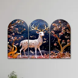 Myntra Elegant Homes Navy Blue Set of 3 Piece MDF Other Wall Paintings-picture-24