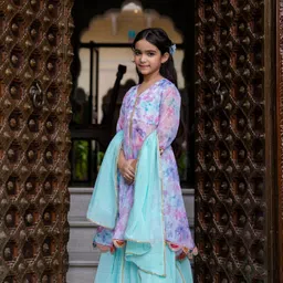 Cutiediva Girls Printed Regular Gotta Patti Kurta with Skirt & With Dupatta image 5