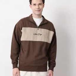 Mast & Harbour Mock Collar Colourblocked Embroidered Sweatshirt image 2