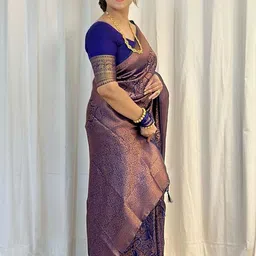 CaniBani Paisley Zari Silk Blend Banarasi Saree image 4