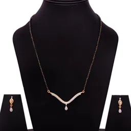 NAVYA Artificial Stones and Beads Mangalsutra With Earrings-image-87