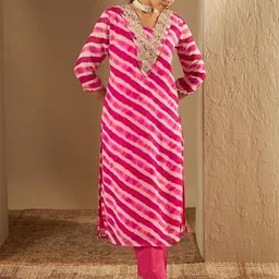 SRF JAIPUR Women Printed Regular Pure Cotton Kurta with Trousers-picture-14