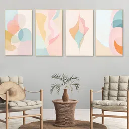 nestroots Elegant Abstract Pink & Blue 4 Pieces Canvas Wall Paintings-picture-20