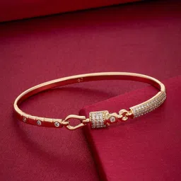 Kushal's Fashion Jewellery Gold-Plated & White Copper Zircon Bangle image 2