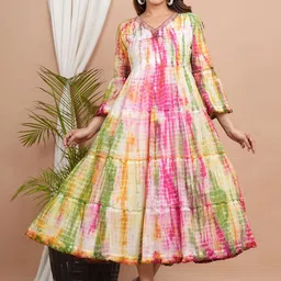 KALPARUN Tie and Dye Dyed Flared Sleeve Maxi Midi Dress image 3