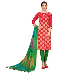HERE&NOW Floral Woven Design Banarasi Silk Unstitched Dress Material-picture-25