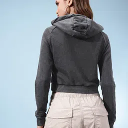 glitchez Applique Hooded Crop Sweatshirt image 2