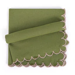fingercraft Unisex 6-Pcs Olive Green Scallop Table Napkin image 5