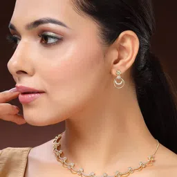 ZENEME Gold-Plated Diamond-Studded Jewellery Set image 2