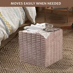 Myntra Elegant Homes Tan Self Design Wardrobe Tote Basket Organiser image 3