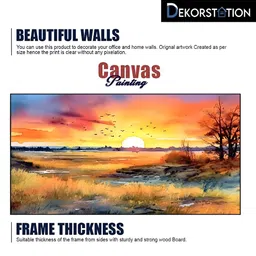 DEKORSTATION Orange Coloured & Yellow Printed Canvas Wall Art image 5